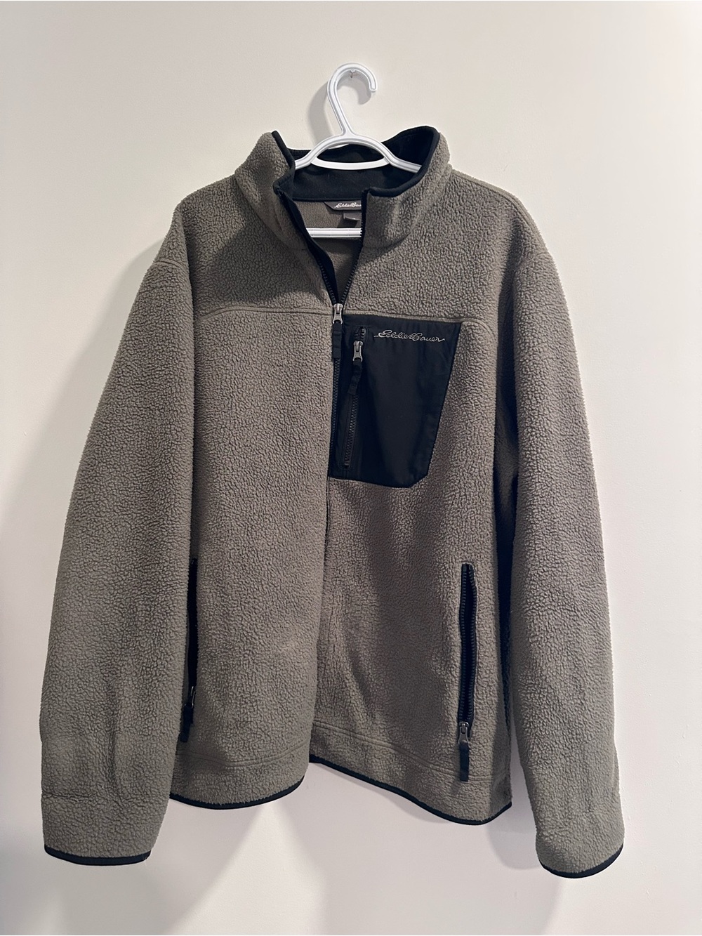 Eddie Bauer Men's Olive Green Fleece Zip Jacket